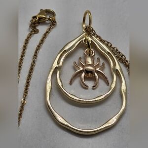 Elegant Goldtone Spider Pendant Necklace